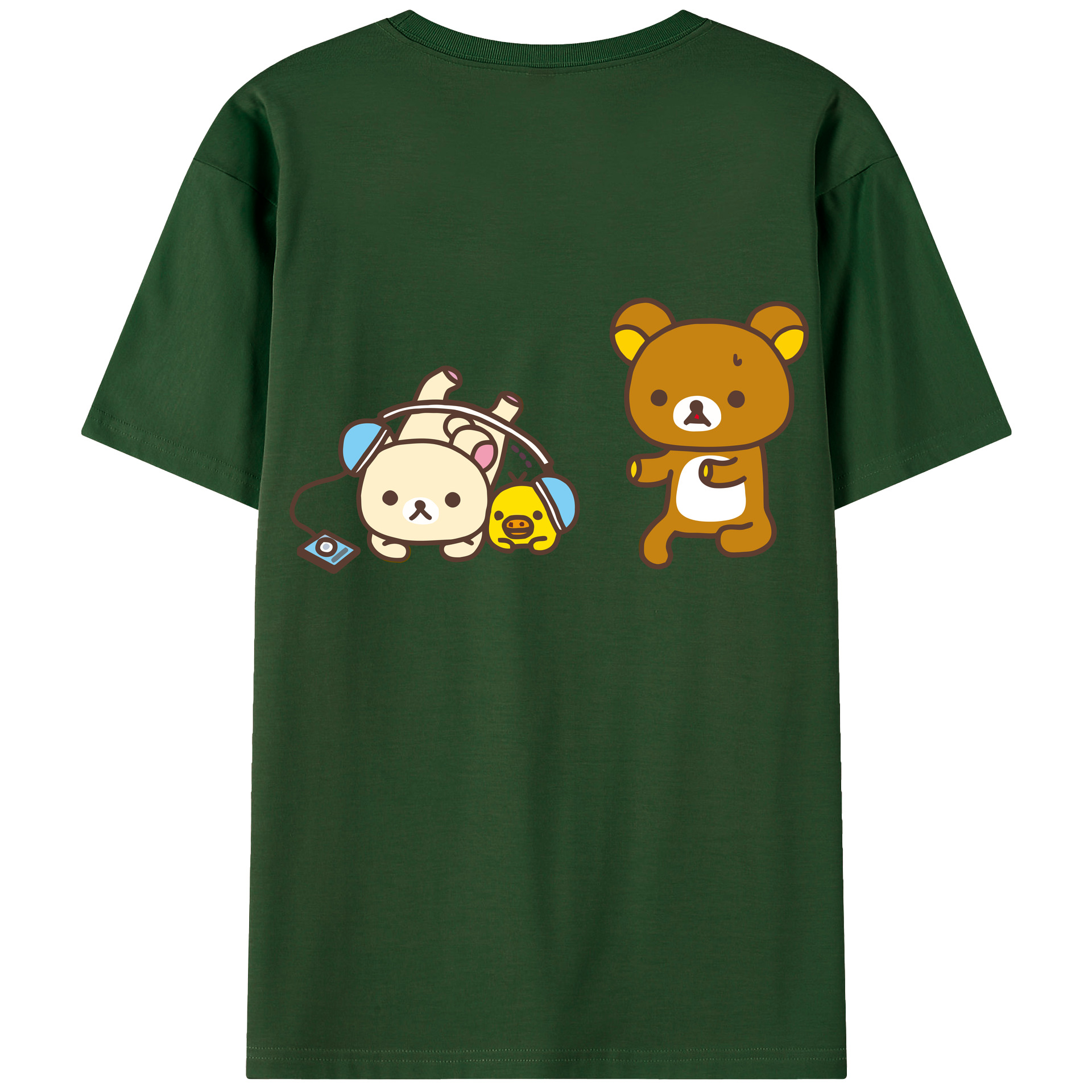 （画像用） リラックマ リラックマ キイロイトリ Rilakkuma Korilakkuma Kiiroitori 綿100％半袖Tシャツ（背面プリント）